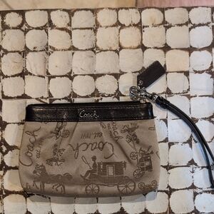 Vintage Coach Canvas Horse And Carriage Design Wristlet
